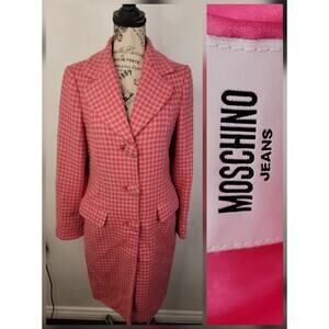 Moschino Coat Women's SZ US 6 Wool Blend Woven Pink Barbie Retro 90's Clueless